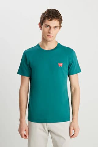Wrangler Regular Fit Minimal Logo Yeşil Erkek T-shirt Mw70md3g26 Yeşil