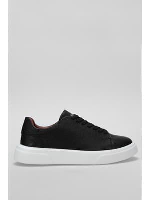 Lufian Tommy Erkek Deri Sneaker Ayakkabı Siyah