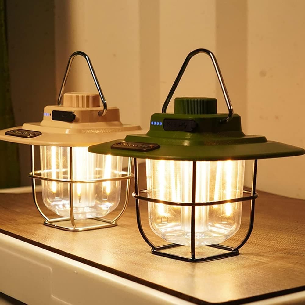 Kamp Lambası Feneri Vintage LED Kamp Feneri Suya Dayanıklı 5.000 mAh Açık Yürüyüş için Kamp Işık Lambası Elektrik Kesintisi Acil Ev Arka Bahçe Verandası Balkon Teras