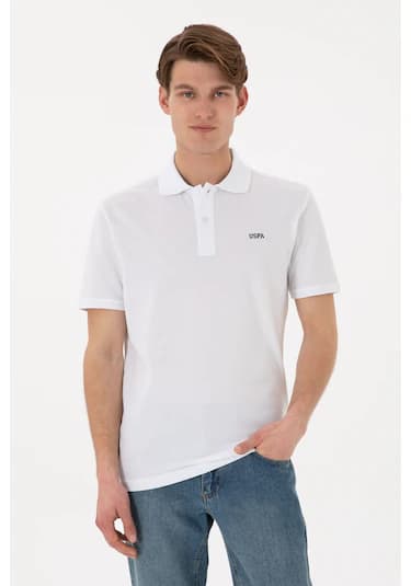 U.S. Polo Assn. Erkek Regular Fit Polo Yaka Beyaz Basic Tişört 50306007-VR013