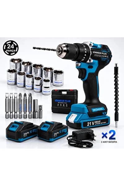 13mm 21 V 5 PİLLİ ÇİFT AKÜLÜ KÖMÜRSÜZ ÇELİK MANDREN DARBELİ MATKAP