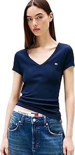 Tommy Jeans TJW SLIM ESSENTIAL RIB V SS Tişört Kadın