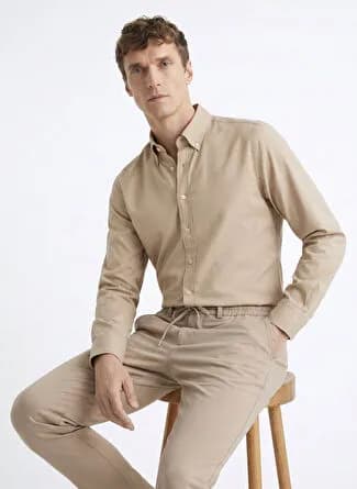 Altınyıldız Classics Bej Erkek Gömlek Yaka Tailored Fit Gömlek ACE201262053