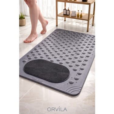 Orvila Masajlı Vantuzlu Banyo Paspası & Kaydırmaz Zemin Duşakabin Paspası 36 x 70 cm