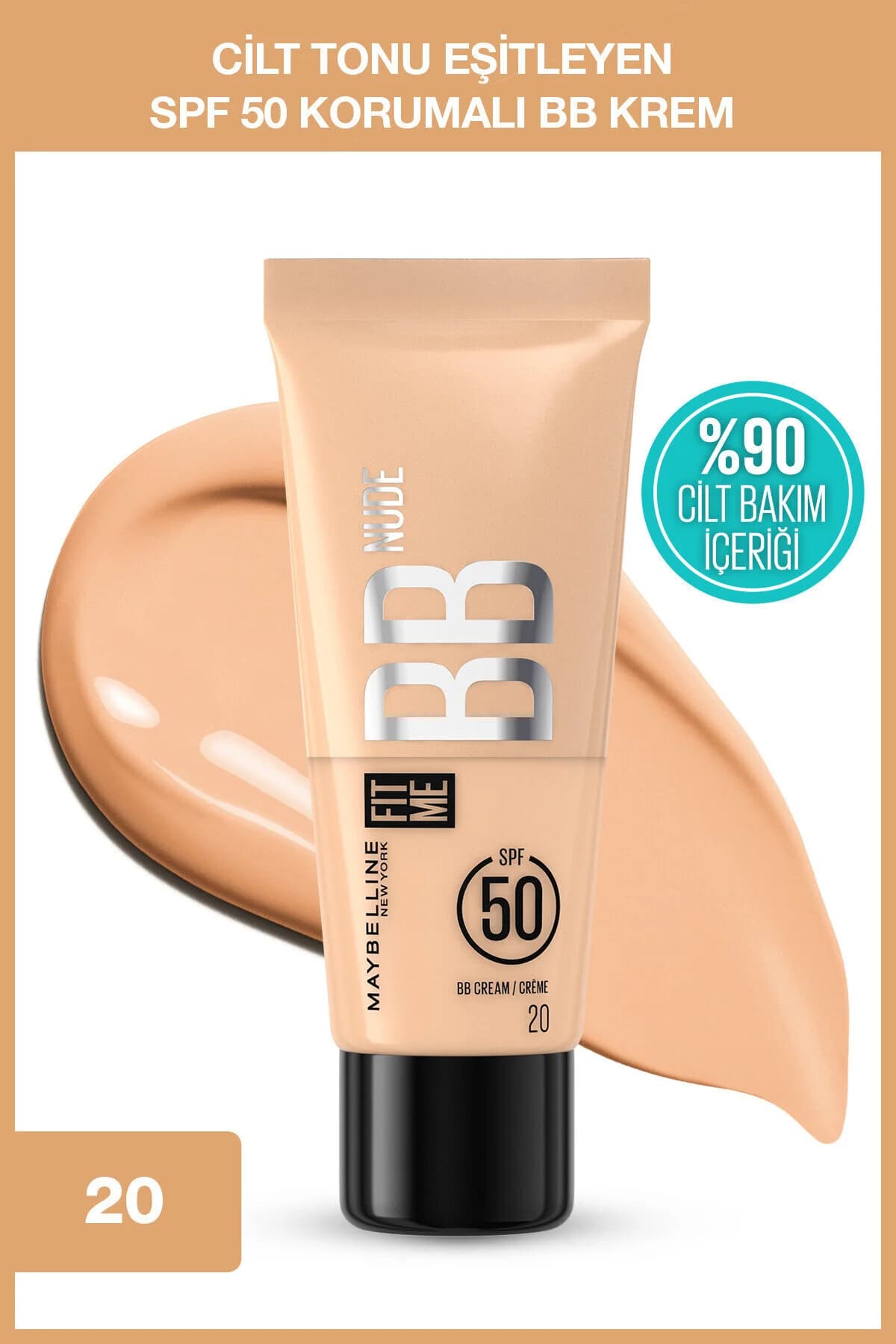 Maybelline New York Fit Me Nude Cilt Bakımı Etkili Nemlendirici SPF50 BB Krem - Sıcak Açık Ton