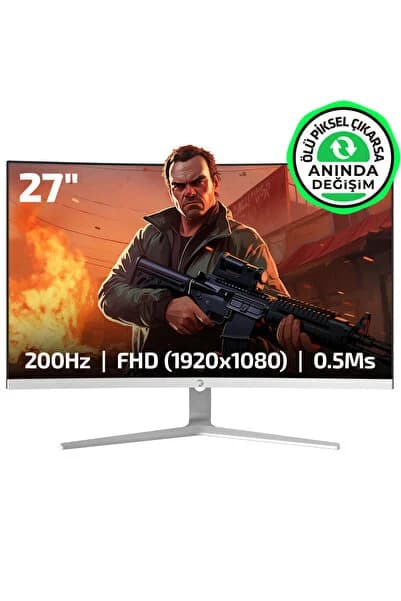 Vivid T50 27" 1500R Curved RGB Beyaz 200Hz 0.5ms FHD VA Gaming Monitör (Ölü Pikselde Anında Değişim)