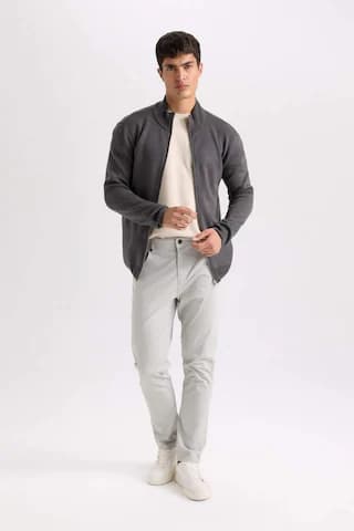 DeFacto Yazlık Gabardin Chino Kanvas Pantolon Slim Fit Dar Kesim Dar Paça Cepli B2089AX25SPGR296