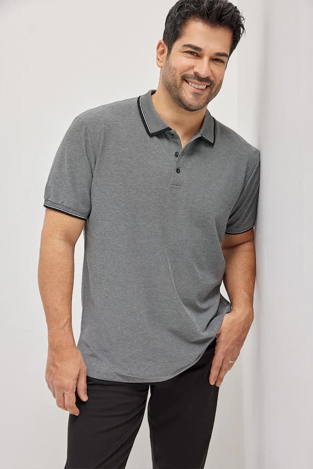 Ac&Co / Altınyıldız Classics 4A4820200047Syh3XL Düğmeli Polo Yaka Cepsiz Slim Fit Erkek Tişört Siyah