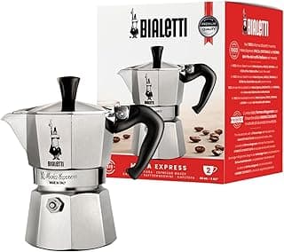 Bialetti - Moka Express: 2 Cups Ocak Üstü Espresso Pişirici - 90ml - Gümüş Renk - Alüminyum Gövde - Patentli Güvenlik Valfi - Tüm Ocak Türleri İçin Uygundur (İndüksiyon Hariç)