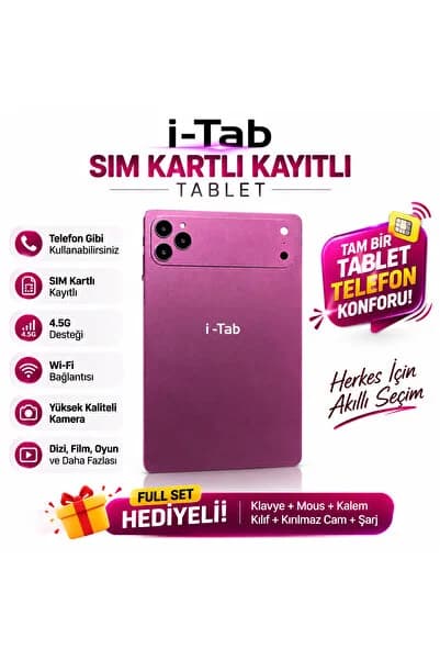 asfteknoloji İ-Tab 17 ProMax Sim Kartlı Full Set Hediyeli-Klavye+Mous+Kalem+Kılıf+Kırılmazcam