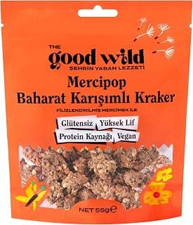 The Good Wild Mercipop Baharat Karışımlı Kraker - Glutensiz Vegan Atıştırmalık, İlave Şekersiz, Yüksek Lifli, 55 g
