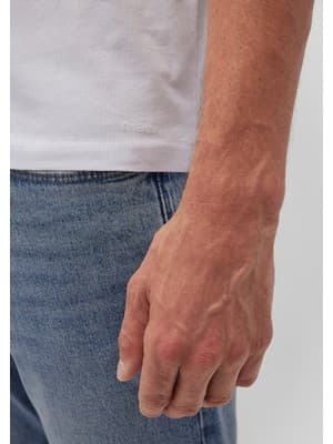 Mavi Stretch V Yaka Beyaz Basic Tişört 061748-620