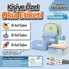 Kişiye Özel Okul Etiket Seti - 180 Adet - Kokusuz Ekolojik Mürekkep Pvc Etiket Sticker Sudan Etkilenmez Uzay Model 2