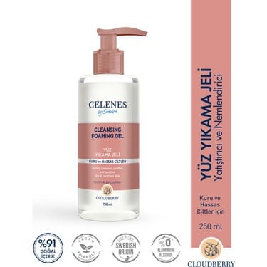 Celenes By Sweden Yoğun Nemlendirici ve Yatıştırıcı Cloudberry Yüz Yıkama Jeli Kuru ve Hassas Ciltler 250 ml
