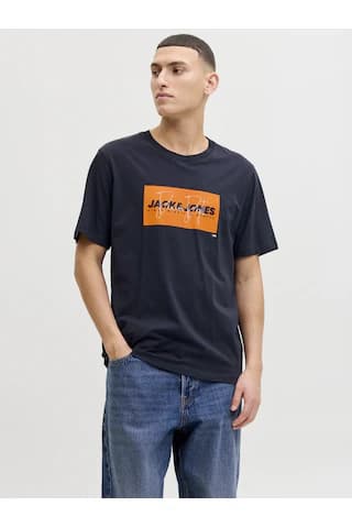 Jack & Jones Erkek Gögüs Logo Baskili Tisört - Cole - 12288492 Lacivert