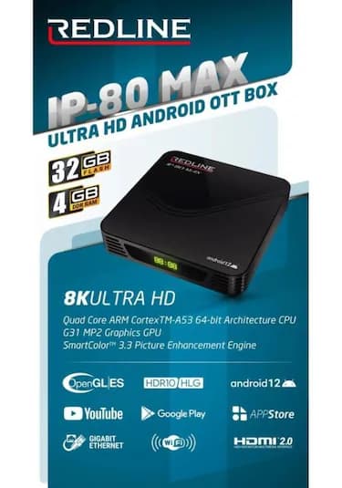 Redline Ip-80 Max 4gb 32gb Android Tv Box