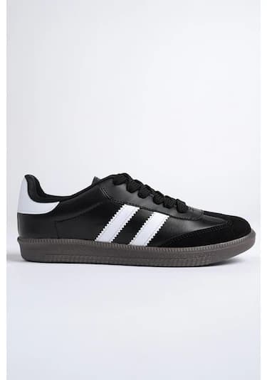 Muggo Gordon Unisex Ortopedik Günlük Bağcıklı Sneaker Spor Ayakkabı - Siyah