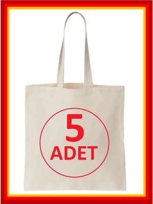 Punch Pazarı 5 Adet Baskısız Ham Bez Çanta 35X40 Kulplu Boyama Omuz Plaj Ekmek Alışveriş Çantası Çanta