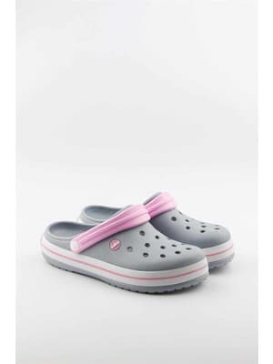 Akınal Bella Unisex Sabo Terlik Hastane Terliği Buz Gri-Pembe