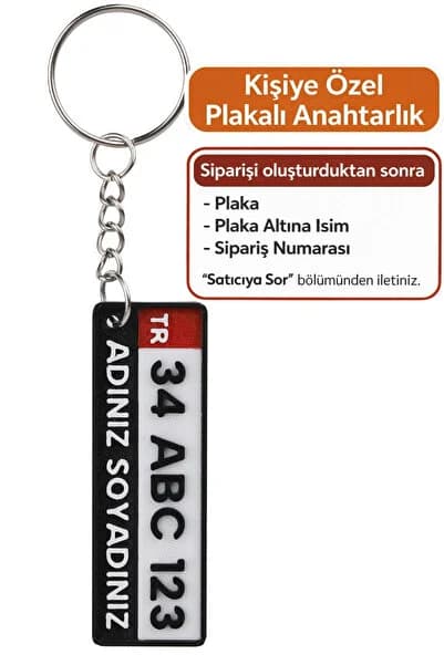 lina hobby Kişiye Özel Plaka Anahtarlık (1 Adet) - İsimli ve Plakalı Araç Anahtarlığı