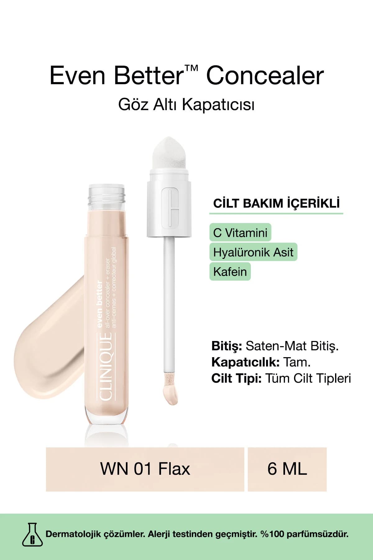 Clinique Cilt Bakım Içerikli Göz Altı Kapatıcısı - Even Better™ Concealer - Wn 01 Flax - 6ml