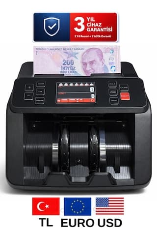 Sesli Karışık Para Sayma Makinesi Mıx 80, Tl Ve Euro Karışık Sayım - Dolar Adet Sayım Müşteri Ekranı