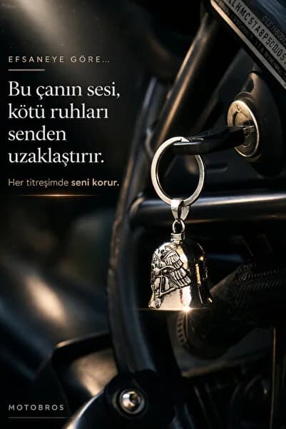 Motobros Motosiklet Aksesuar Kanat Figürlü Guardian Bell Gümüş Kaplamalı Motorcu Anahtarlık-Şans ve Koruma Çanı Uğur Tılsımı