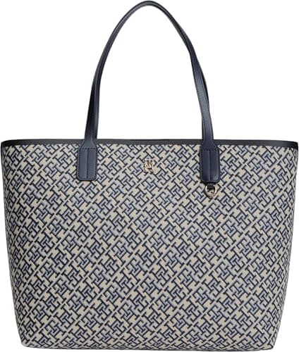 Tommy Hilfiger TH ICON TOTE JACQUARD Kadın Tote Çanta Blue Mono OS