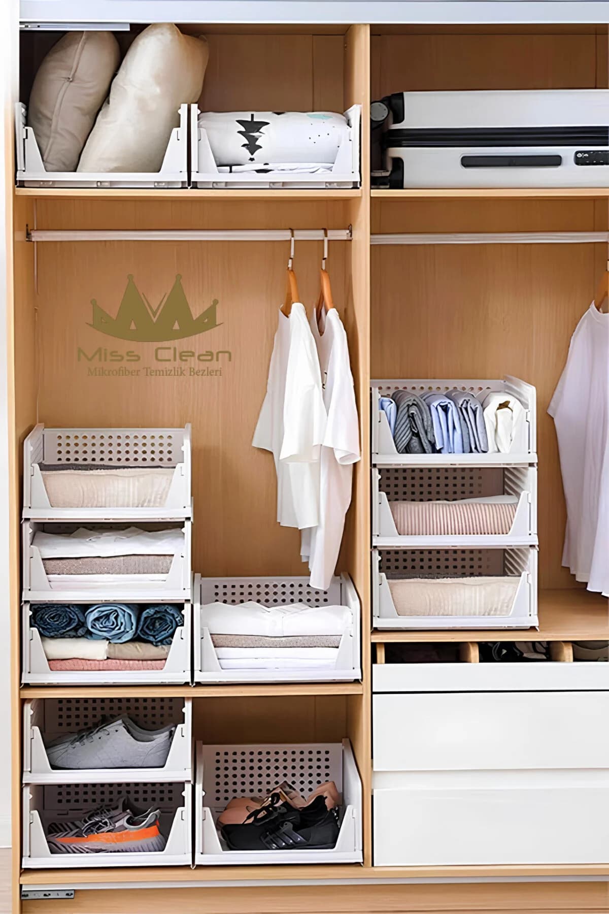 Miss Clean ( 3 ADET ) Beyaz Kayar Raf Sistemi, Dolap İçi Düzenleyici Çekmece Ve Organizer Çok Amaçlı