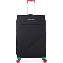 United Colors Of Benetton Ekstra Hafif Büyük Boy Valiz Siyah Kumaş 8 Tekerlekli Ergonomik Tasarım