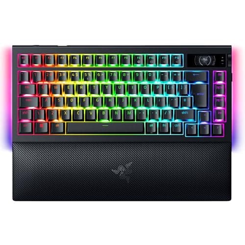 Razer BlackWidow V4 Pro%75 - Kablosuz, çalışırken değiştirilebilir oyun klavyesi - OLED ekran (komut kadranı, 4K Hz ve Bluetooth bağlantısı) US-ISO Düzeni | Siyah