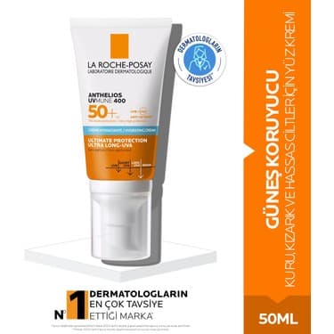 Anthelios Uvmune 400 Spf 50+ Güneş Koruyucu- Kuru, Kızarık ve Hassas Ciltler İçin Yüz Kremi 50 ML