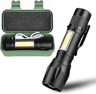 Orret Home USB Şarjlı Mini El Feneri – Ultra Güçlü LED Fener, 3 Modlu Işık, Metal Kasa, Klipsli Taşınabilir Aydınlatma, Kutulu Cep Feneri, Şarj Kablosu Dahil