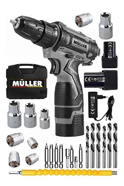 Germany DARBELİ Ex-torq 58 V 6 Ah Otomatik Korumalı Metal Şanzuman Çift Akülü Şarjlı Matkap 27 Parça Set