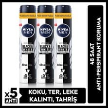 Nivea MEN Erkek Sprey Deodorant Black&White Invisible Original 200ml, 72 Saat Anti-perspirant, X3 Adet