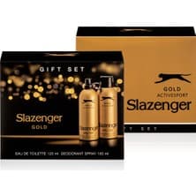 Slazenger Erkek Parfüm ve Deodorant Seti - Gold EDT Ferah ve Spor Koku (125 ml + 150 ml) Hediye Kutusu