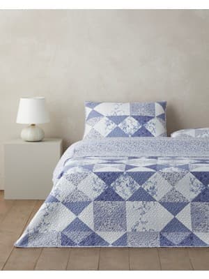 English Home Mosa Blu Çift Kişilik Yatak Örtüsü Takımı 200x220 cm Lacivert