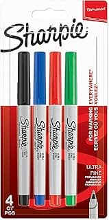 Sharpie Ultra Fine, Süper İnce Uç, Karışık 4'lü Paket