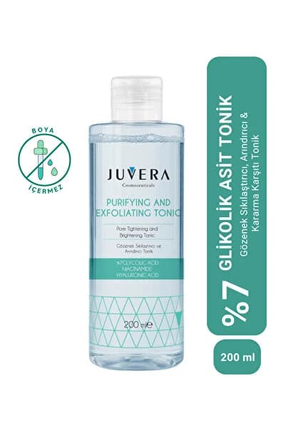 JUVERA Cosmeceuticals %7 Glikolik Asit Içerikli Gözenek Sıkılaştırıcı Arındırıcı Ve Kararma Karşıtı Tonik 200ml