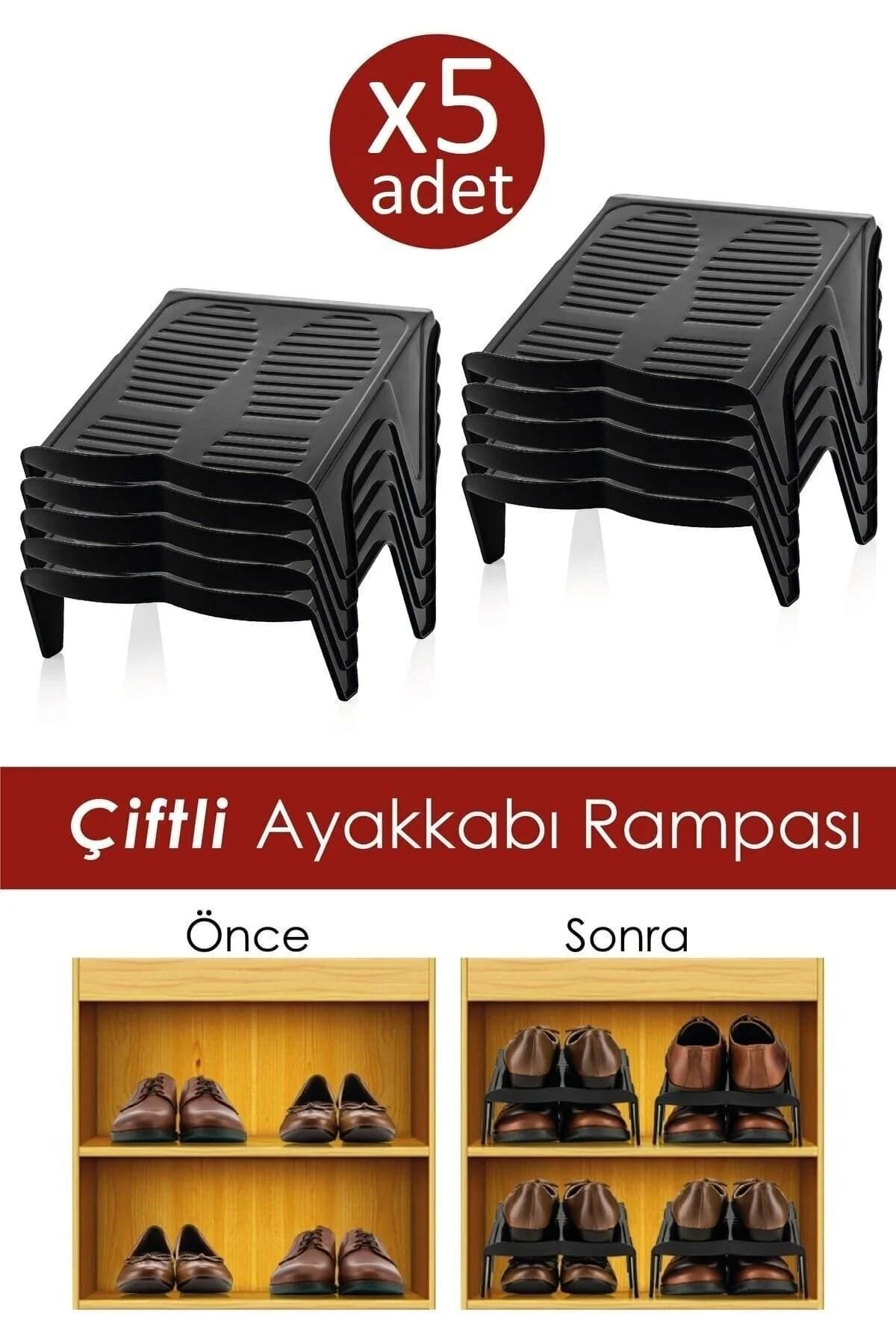 Meleni Home 5'li Çiftli Ayakkabı Düzenleyici Rampa