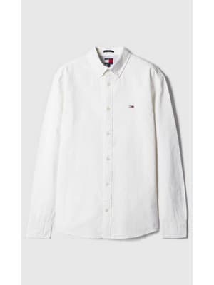 Tommy Hilfiger Erkek Beyaz Oxford Gömlek Uzun Kol Günlük Stil Regular Fit Kesim