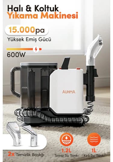 Auhma Aspt-04 Aquaclean Pro 600 Halı & Koltuk Yıkama Makinesi 600w 15kpa Islak Kuru Spot Cleaner Çi