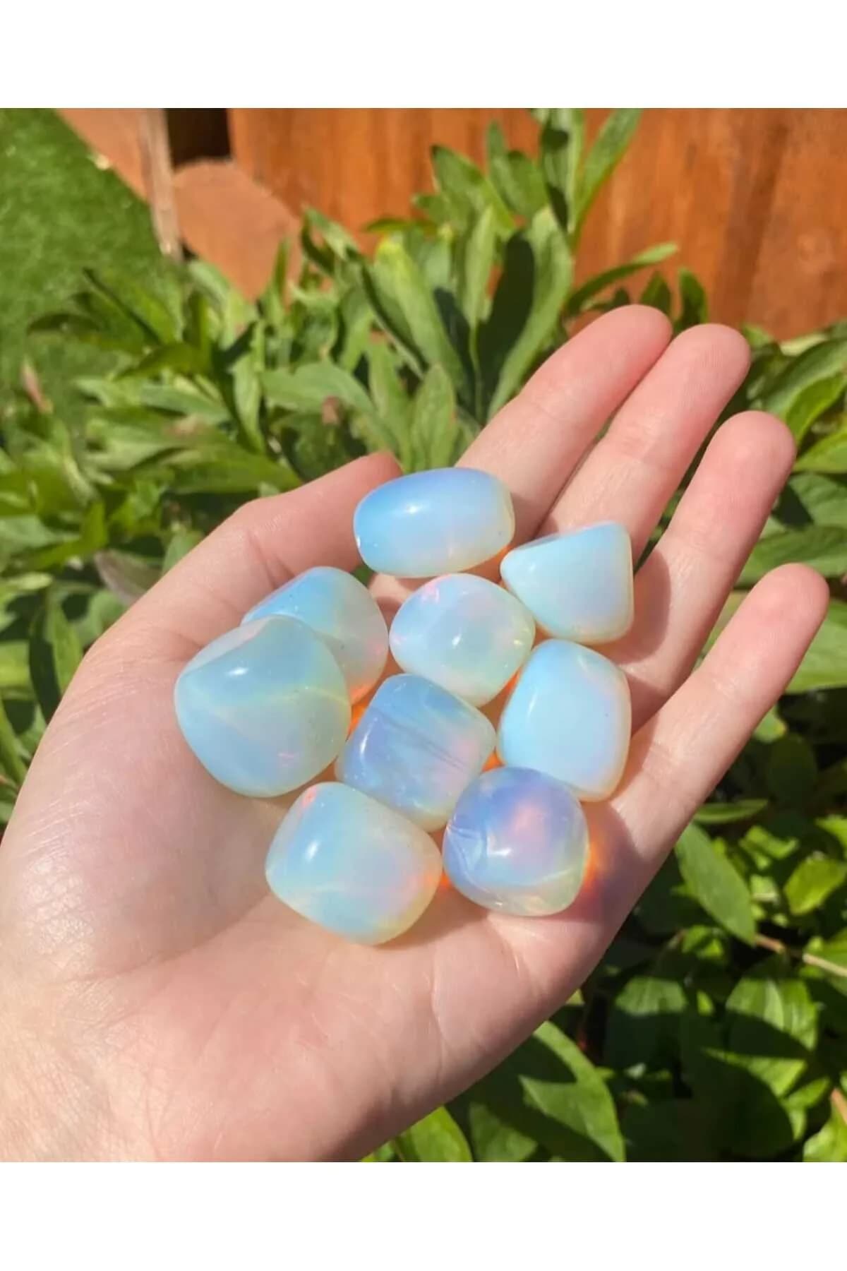 DOĞAL TAŞ CENNETİ OPALİT (OPAL ) (AY TAŞI) TAMBURLANMIŞ DOĞAL TAŞ SERTİFİKALI