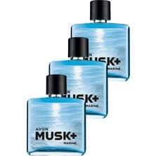 Avon Musk Marine Erkek EDT Parfüm 75 ml Üçlü Set Odunsu Koku ile Ferah ve Maskülen