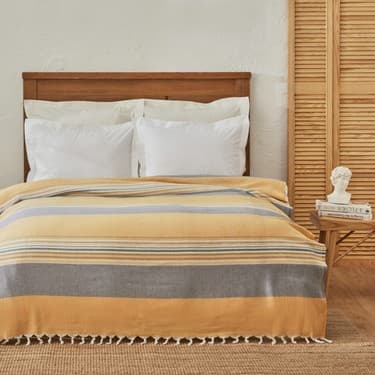 Karaca Home Çift Kişilik Sarı Peştamal Pike %80 Pamuk %20 Polyester Desenli 180x220 cm