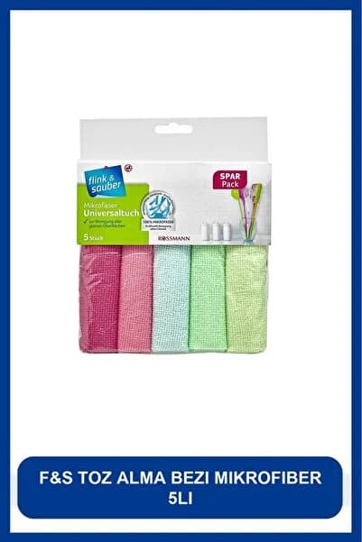 Flink Sauber Mikrofiber Toz Alma Bezi Mikrofiber, 5'li