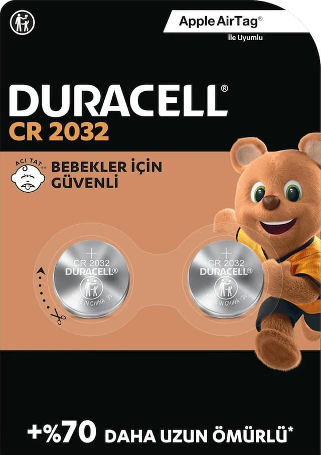 DURACELL CR 2032 Lityum Düğme Pil (2’li paket) – 3V, (CR2032)