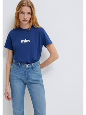 Mavi Miav Baskılı Mavi Tişört 1610622-70722