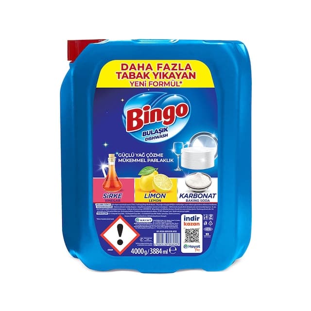 Bingo Sıvı Bulaşık Deterjanı Limon Kokulu 4 KG