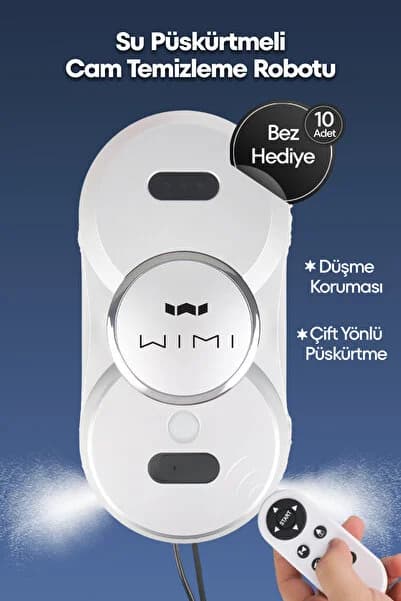wimi Beyaz Su Püskürtmeli Uzaktan Kumandalı Cam Pencere Temizleme Robotu